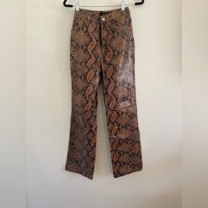 Reformation Veda Leather Snakeskin Straight Leg Pants Size 2